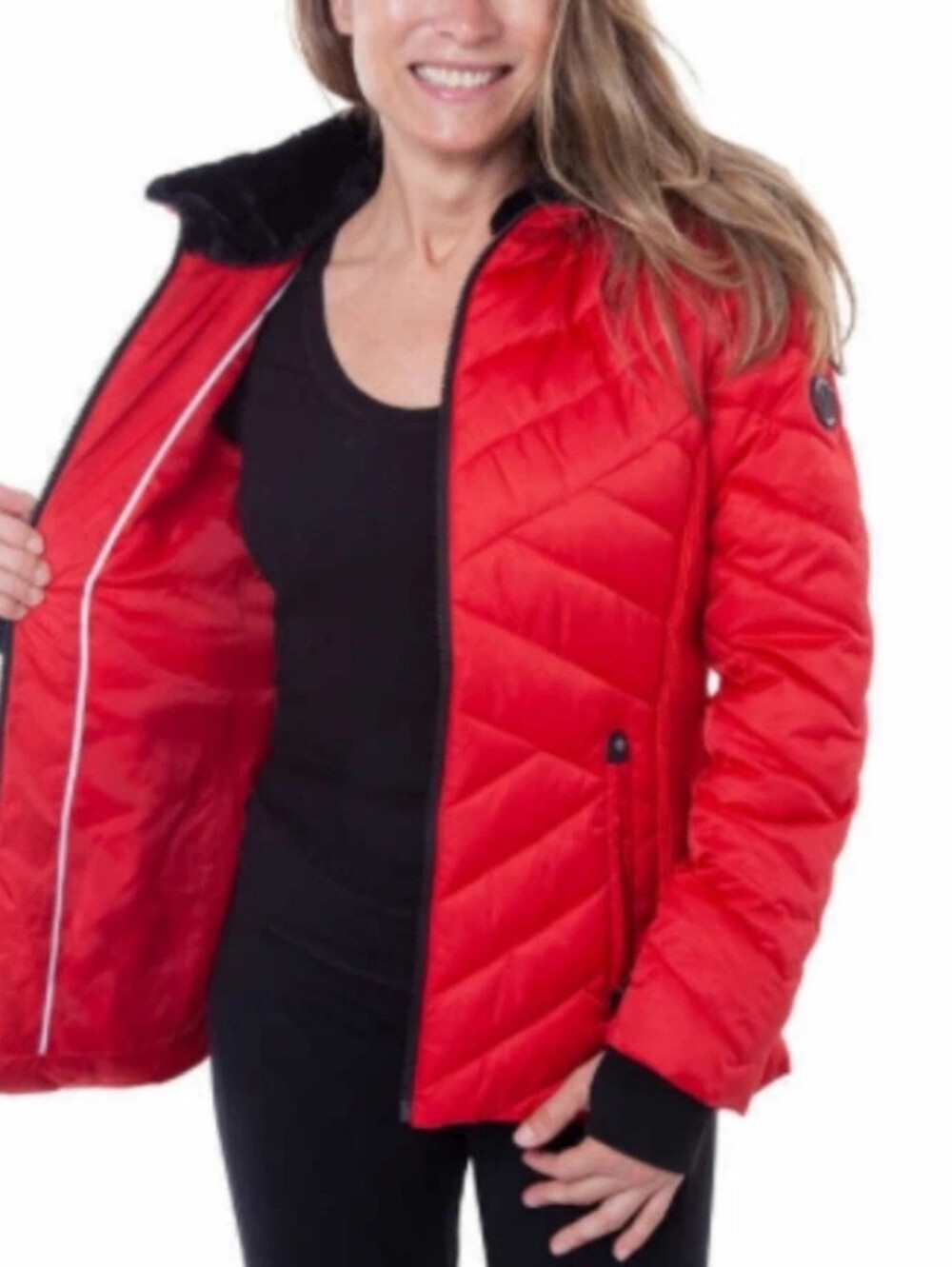 Nautica Women's Mechanical Stretch Puffer Jacket in red. Sz XXL